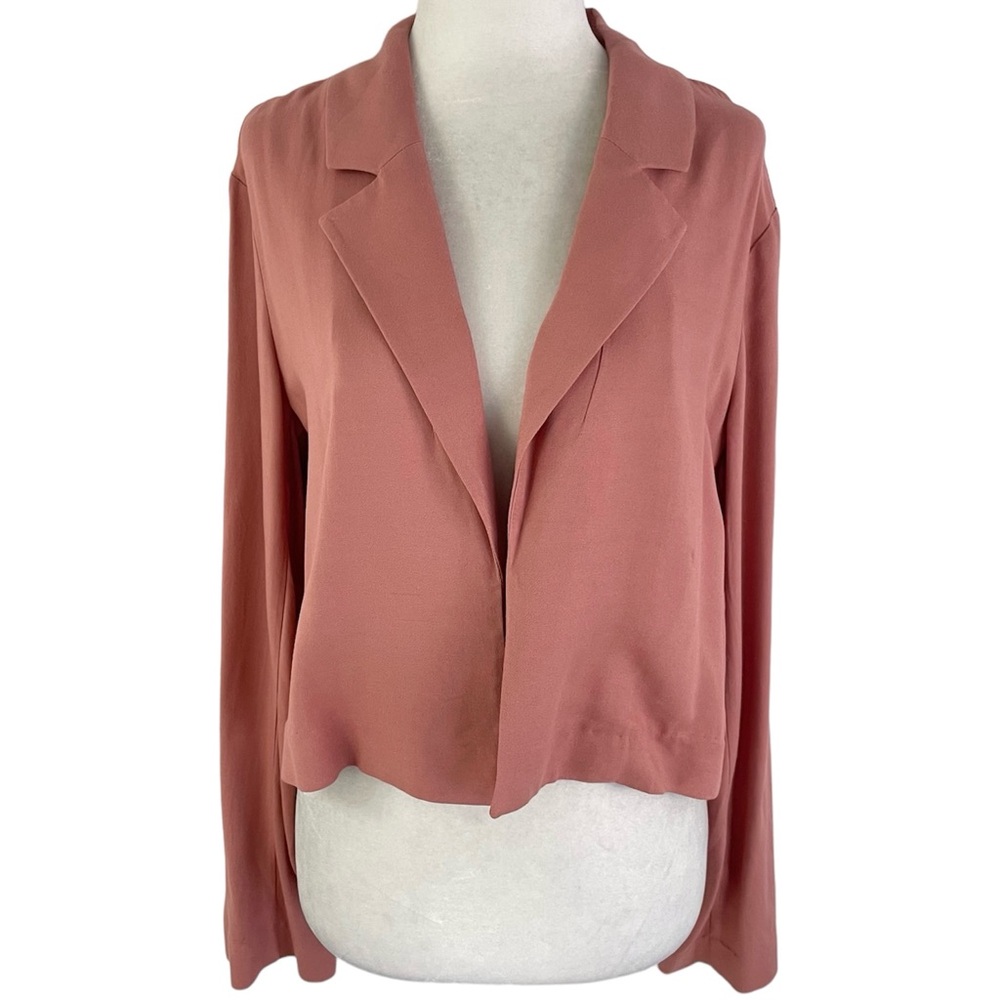 New Melrose and Market Open Front Unlined Cropped Blazer Pink Desert Size Small